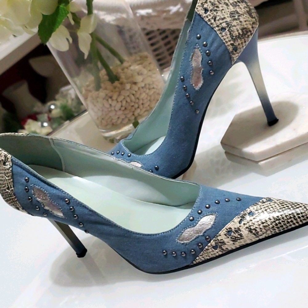 SPLASH Fashion Footwear Denim Heels in Sz.8👠